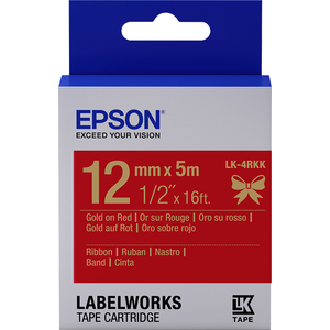 Epson, Gold on Red Satin Ribbon 12mm x 5m