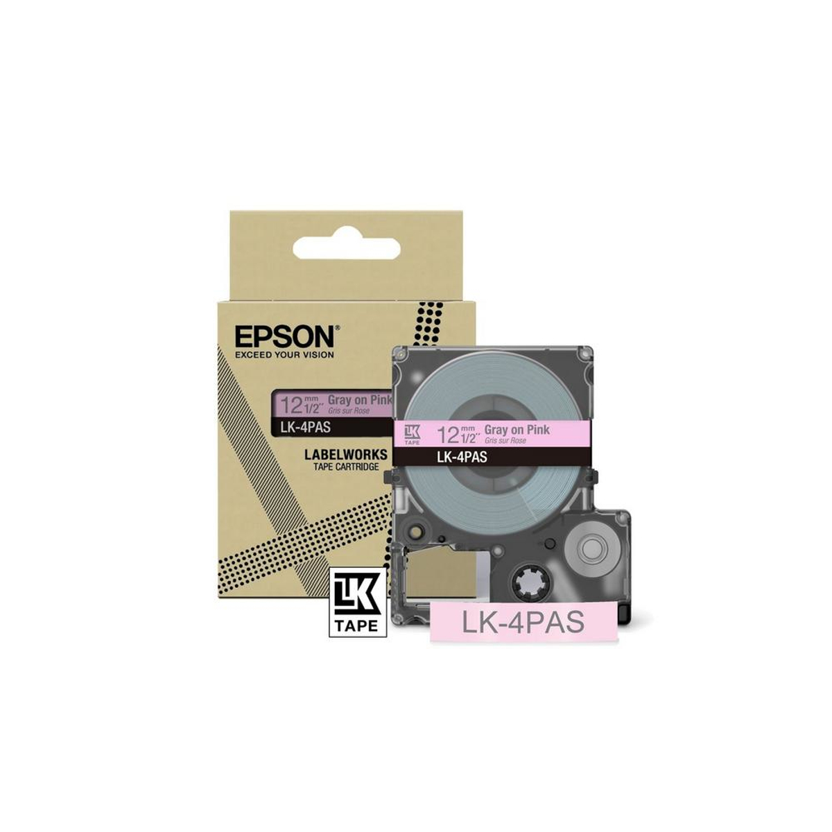 4PAS Gray on Soft Pink Tape 12mm