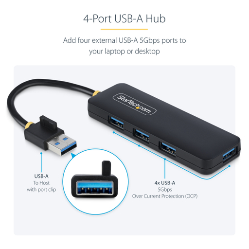 4-Port USB-A Hub Bus Powered 5Gbps