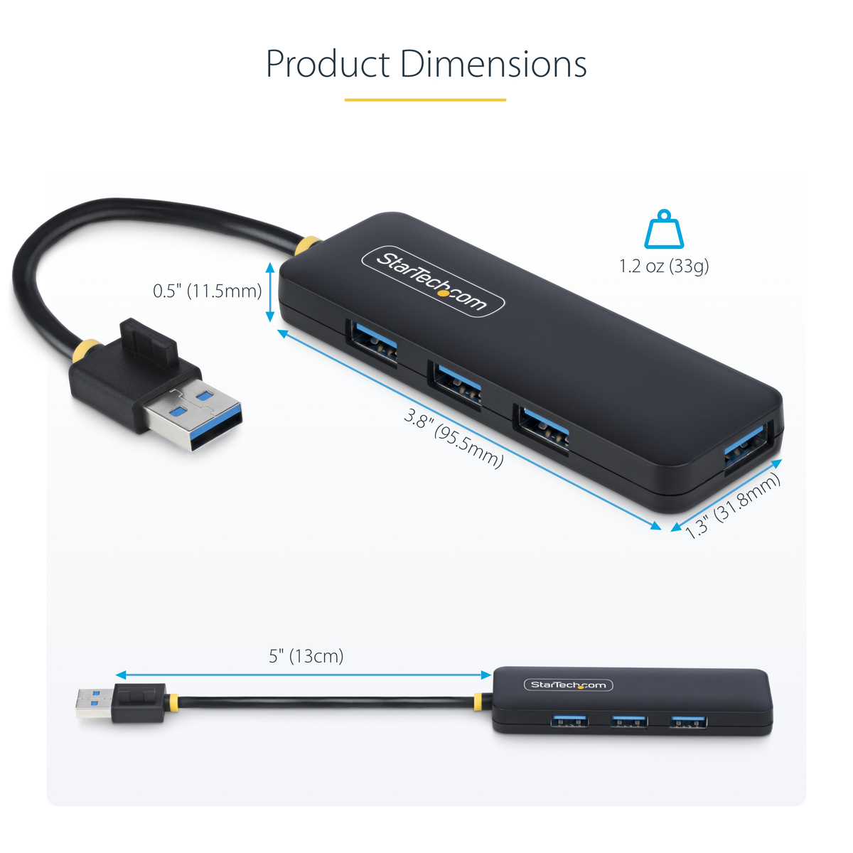 4-Port USB-A Hub Bus Powered 5Gbps
