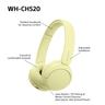 Sony WH-CH520 Bluetooth Headphones-Yello
