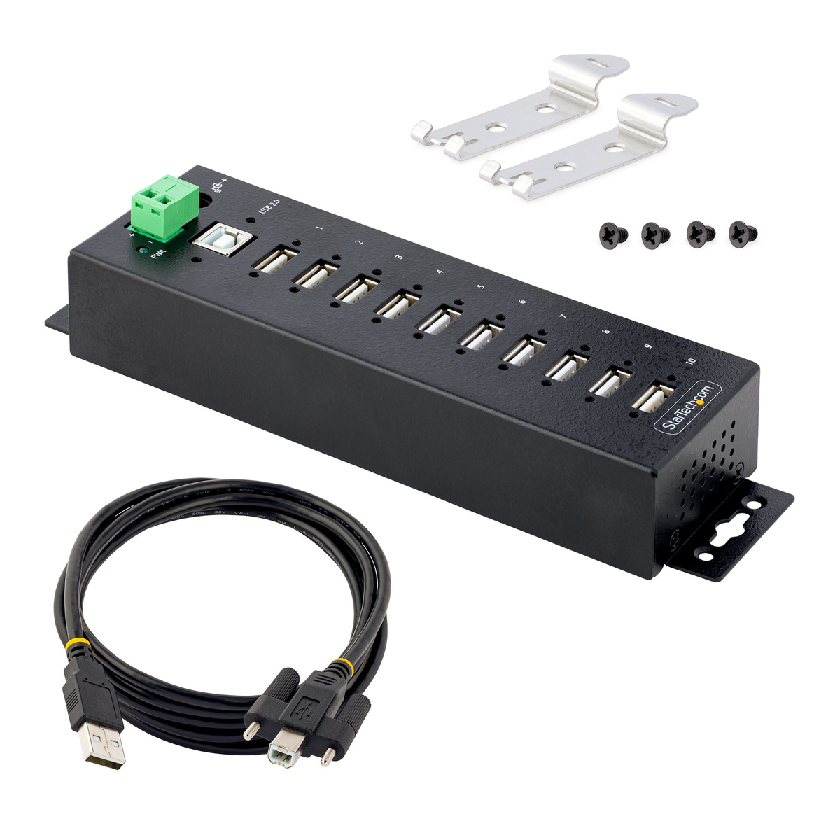 10-Port Industrial USB 2.0 HUB Metal