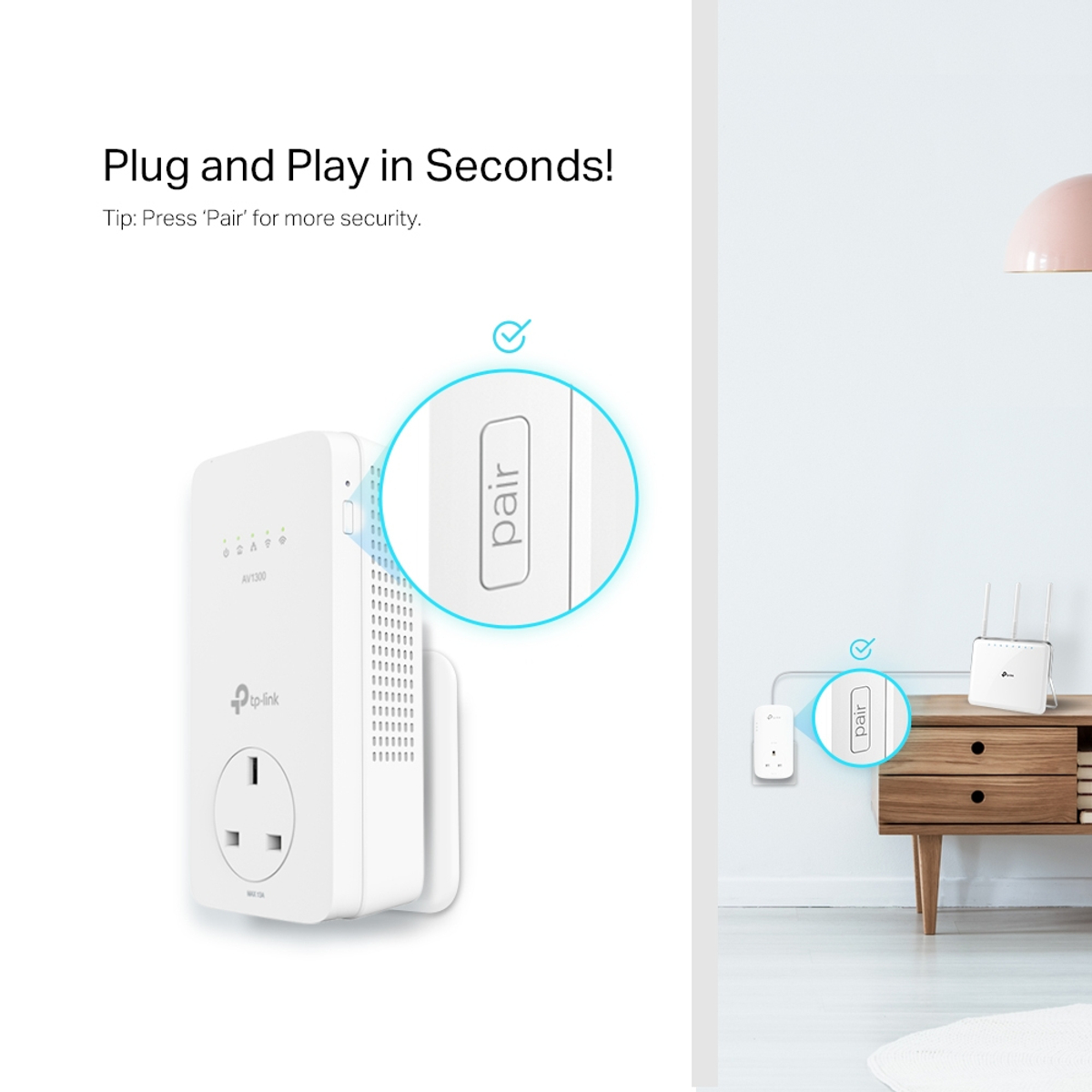 AV1300 Gigabit Powerline Wi-Fi Extender