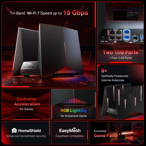 BE19000 Tri-Band Wi-Fi 7 Gaming Router