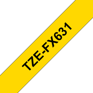 Brother, TZEFX631 12mm Black On Yellow Label Tape