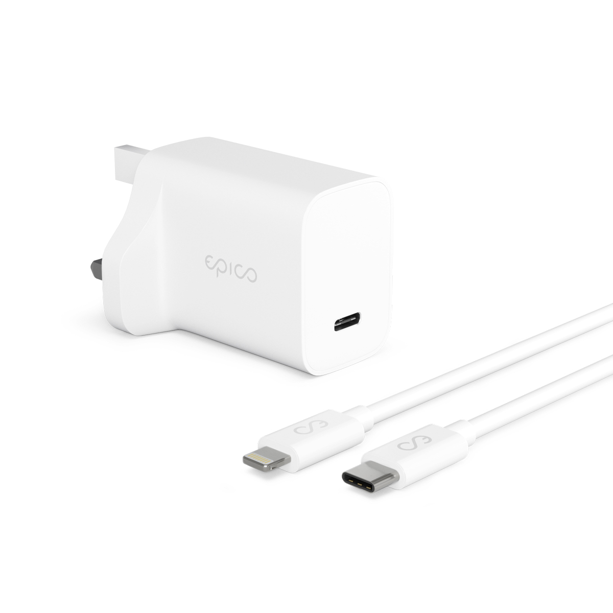 20W PD Charger & Lightning UK Plug white