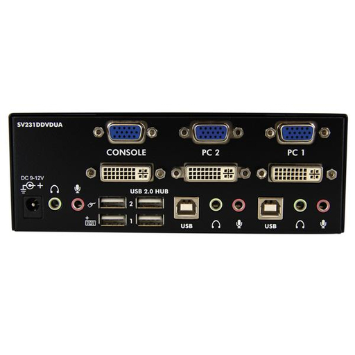 2 Port DVI VGA Dual Monitor KVM Switch