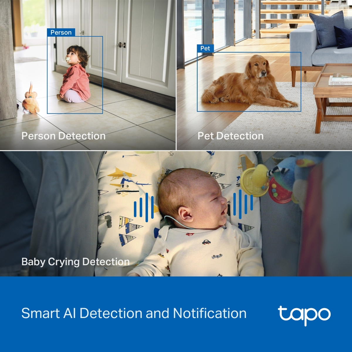 PAN/TILT AI HOME SECURITY WI-FI CAMERA