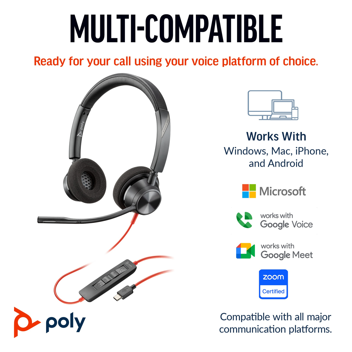 Poly BW 3320 Stereo USB-C HS +USB-C/A