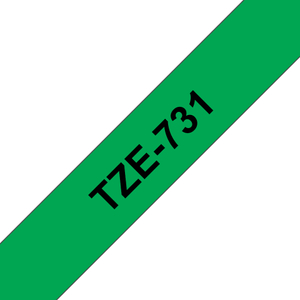 Brother, TZE731 12mm Black On Green Label Tape