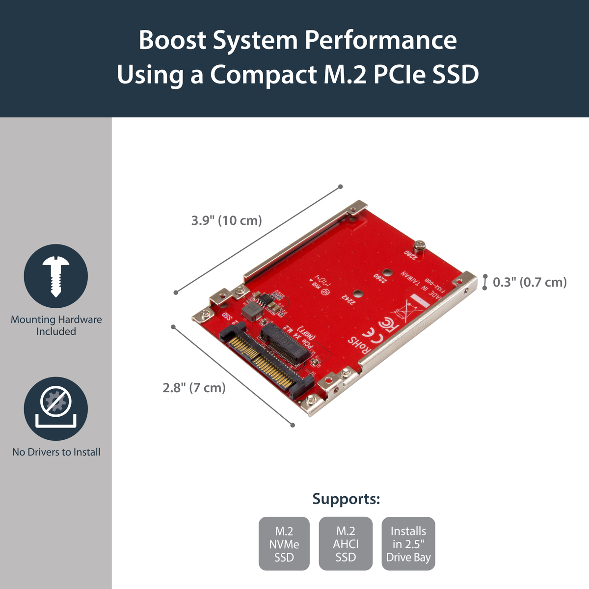 M.2 Drive to U.2 (SFF-8639) Host Adapter