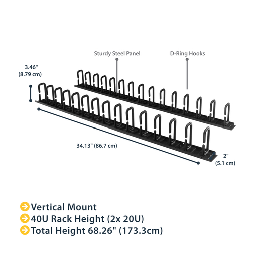 6ft Vertical D-Ring Hook Cable Organizer