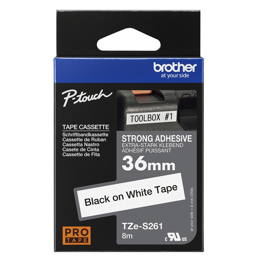 TZES261 36mm Blk On Wt Strong Label Tape