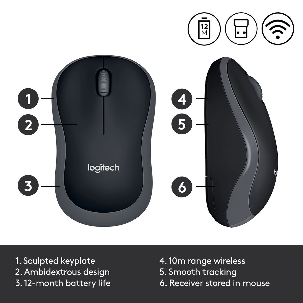 Wireless Mouse M185 Grey