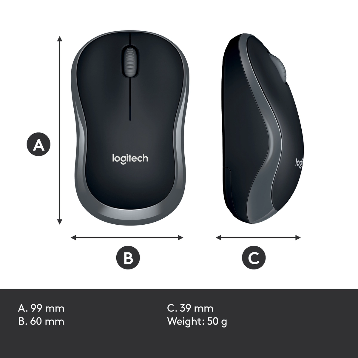 Wireless Mouse M185 Grey