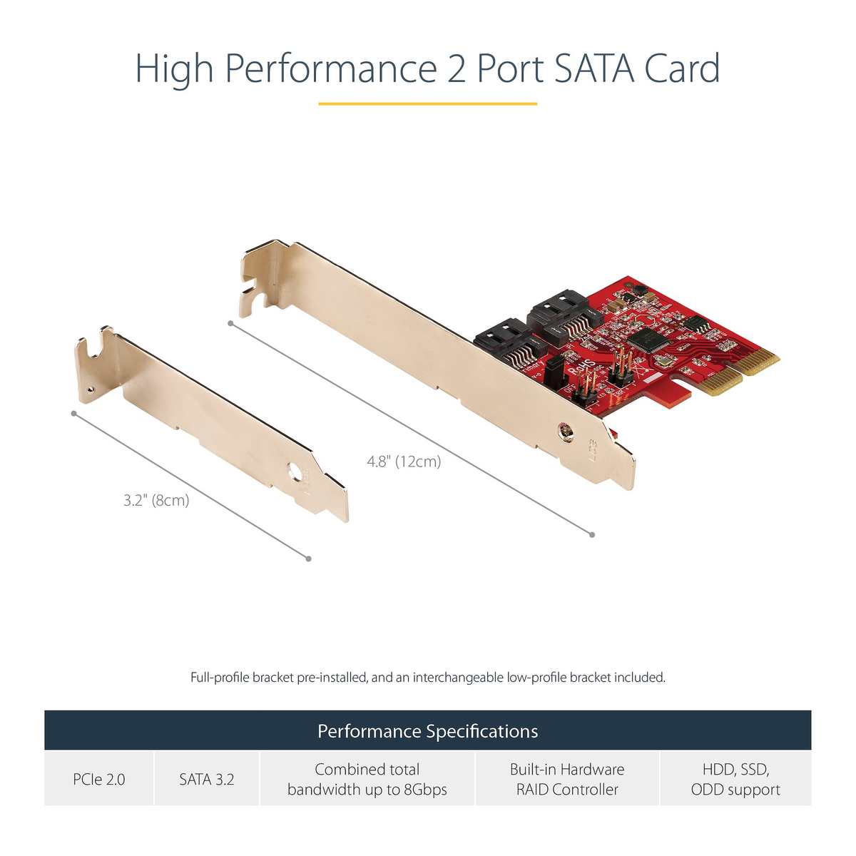 SATA PCIe Card 2 Ports 6Gbps SATA RAID