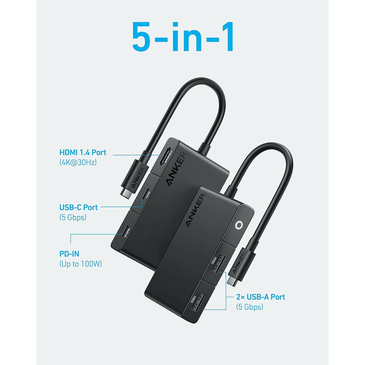 USB-C Hub(5-in-1 4K HDMI)B2B Eu Black