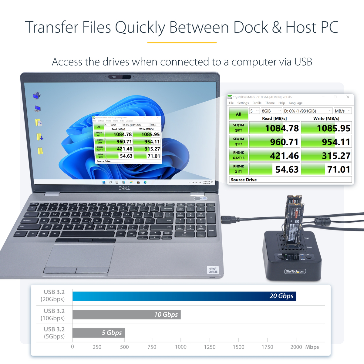 1:1 M.2 NVMe Drive Duplicator Dock