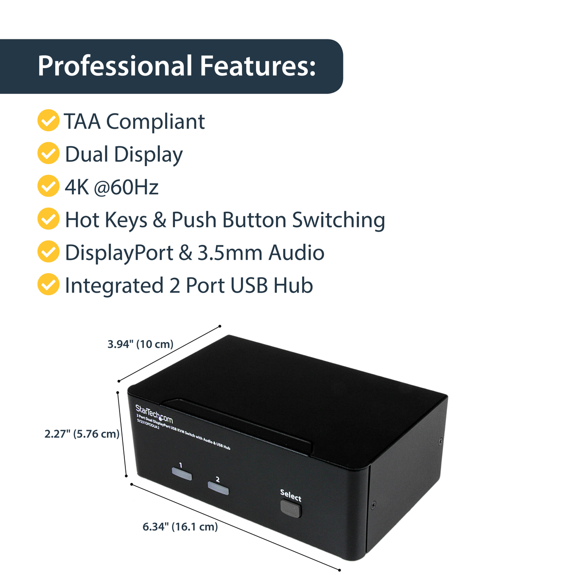 2 Port DisplayPort Dual-Monitor KVM - 4K