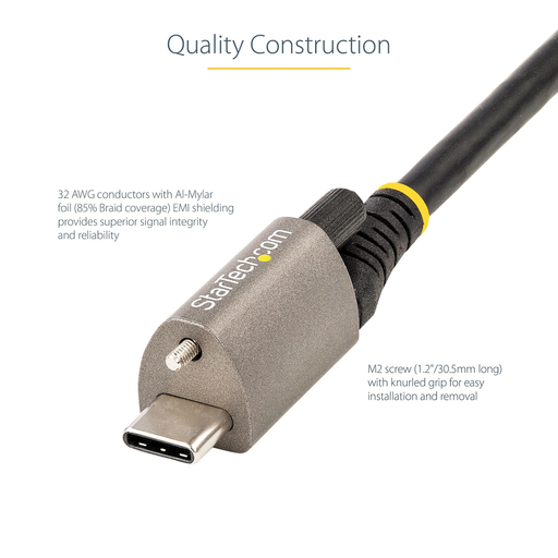 50cm Top Screw Locking USB C Cable