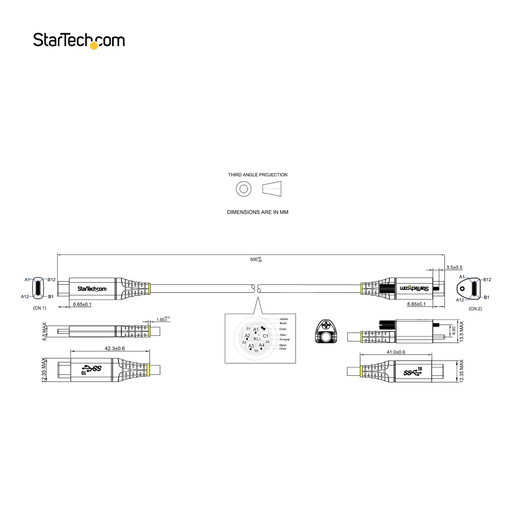 50cm Top Screw Locking USB C Cable