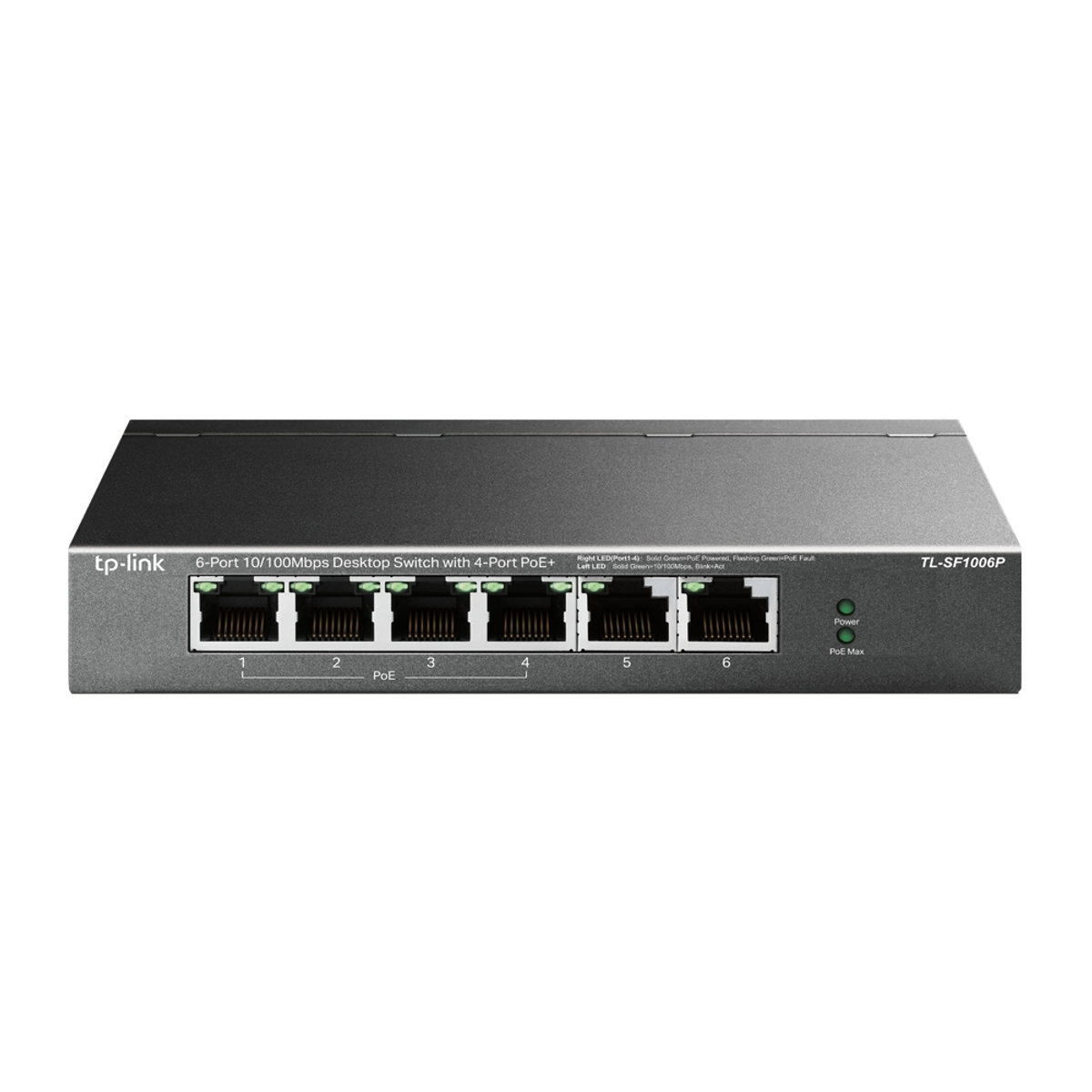 6-Port 10/100Mbps Switch - 4-Port PoE+