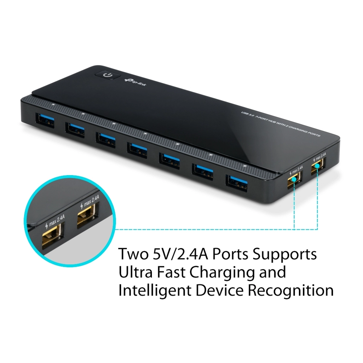 Usb 3.0 7-Port Hub With 2 Charging Ports