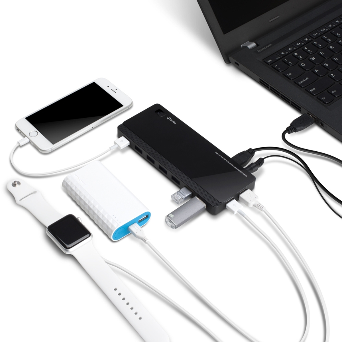 Usb 3.0 7-Port Hub With 2 Charging Ports