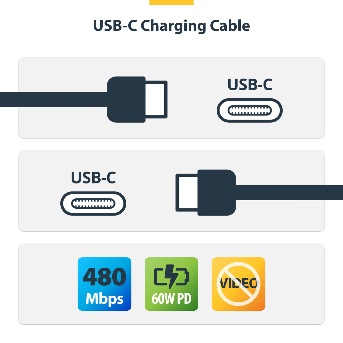 3m Black USB-C Charging Cable, 60W PD