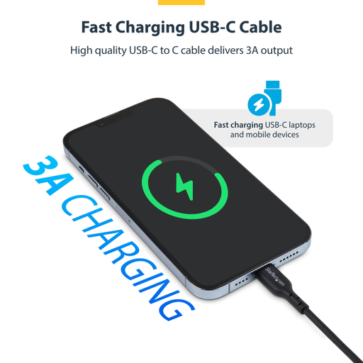 3m Black USB-C Charging Cable, 60W PD