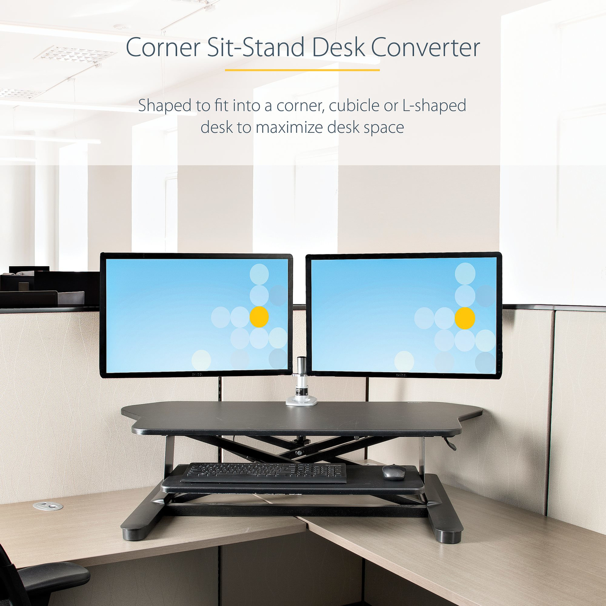 Corner Sit Stand Desk Converter 35x21in