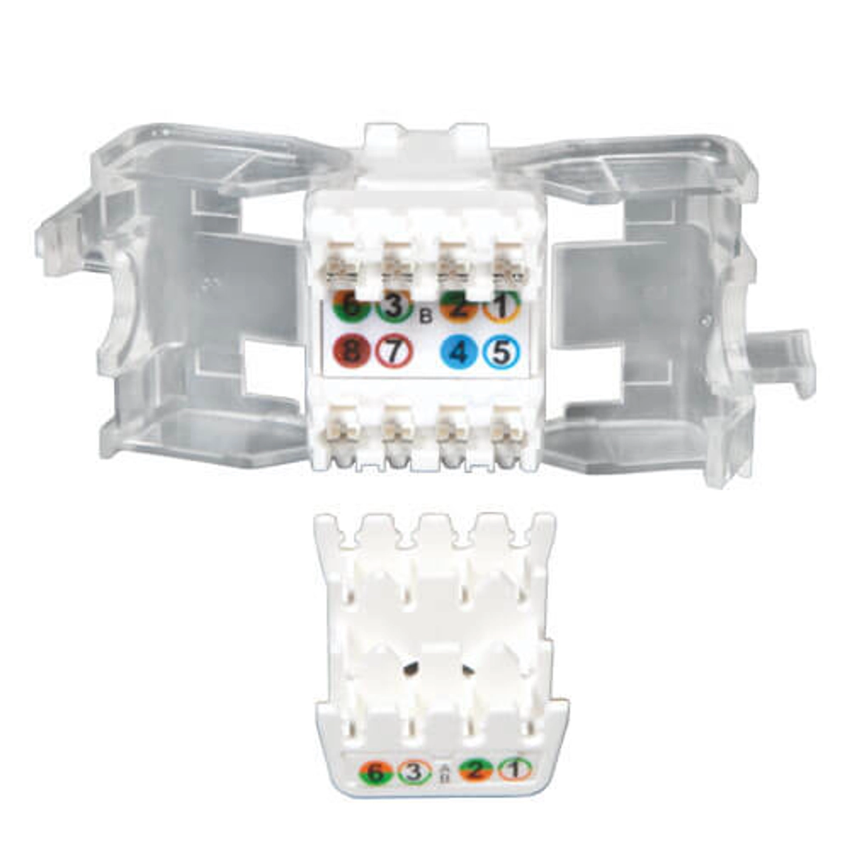 Cat6/5e White Wallplate Keystone Jack. T