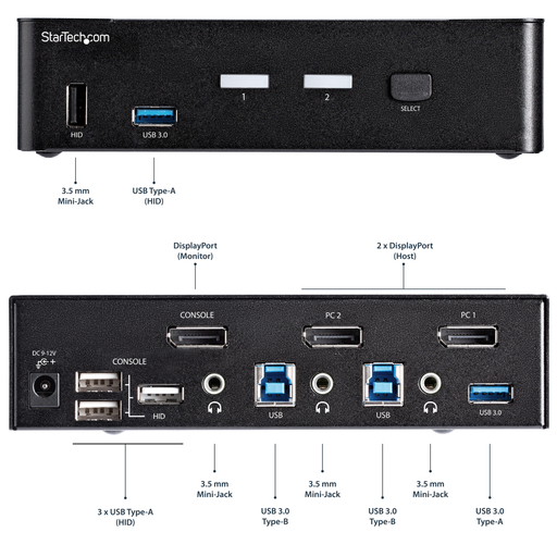 KVM Switch - 2 Port - DP 4K60 - USB 3.0