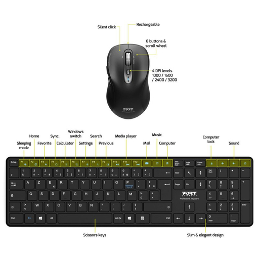 KEYBOARD + MOUSE RECHARGE BLUETOOTH