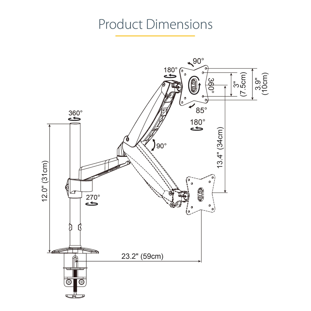 Desk Mount Monitor Arm for 32in Display