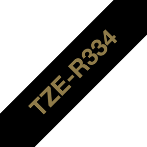 Brother, TZER334 12mm Gold On Black Label Tape