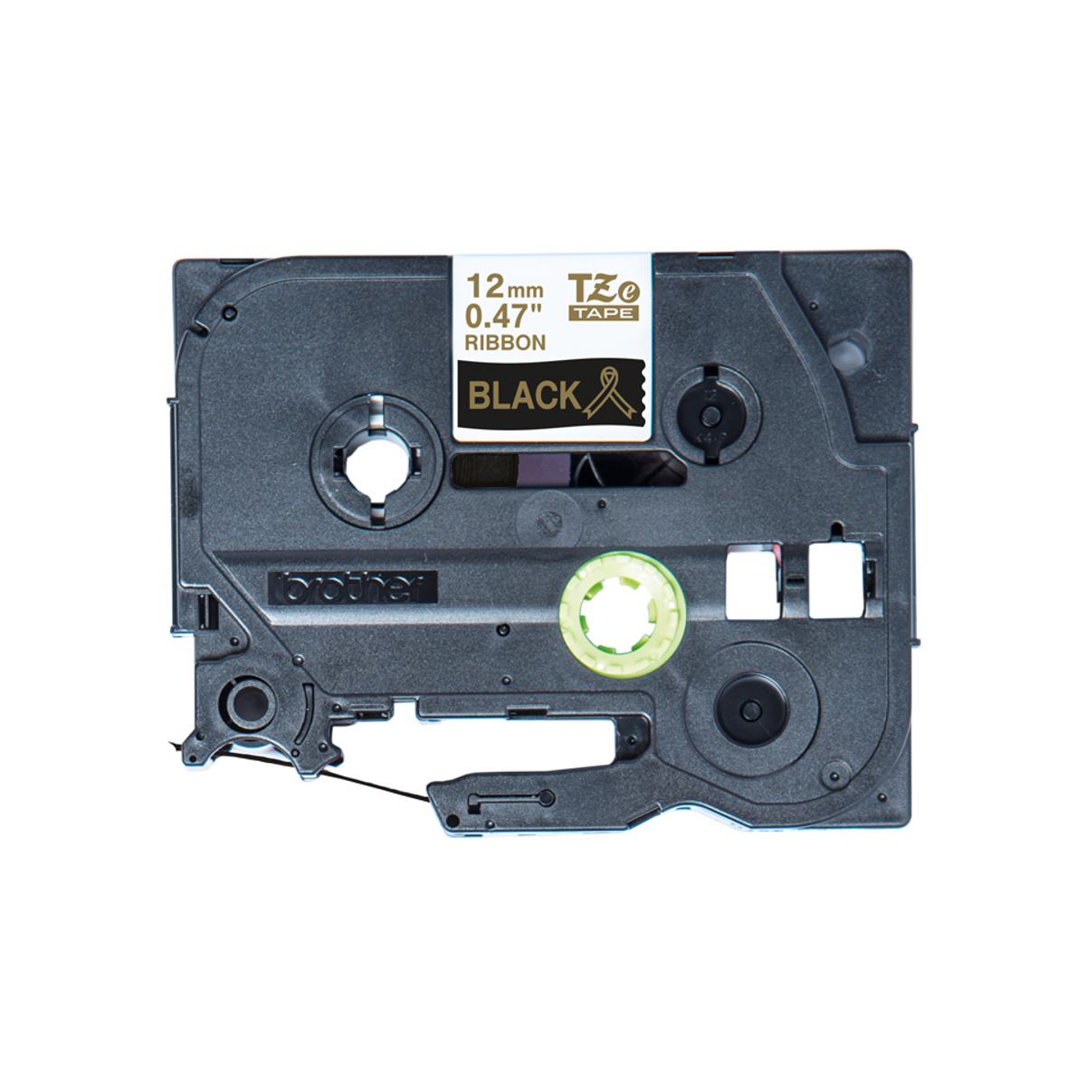 TZER334 12mm Gold On Black Label Tape