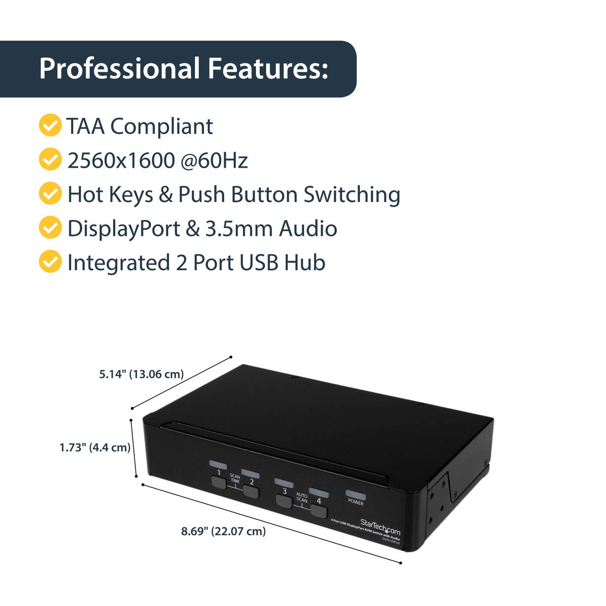 4 Port USB DisplayPort KVM Switch