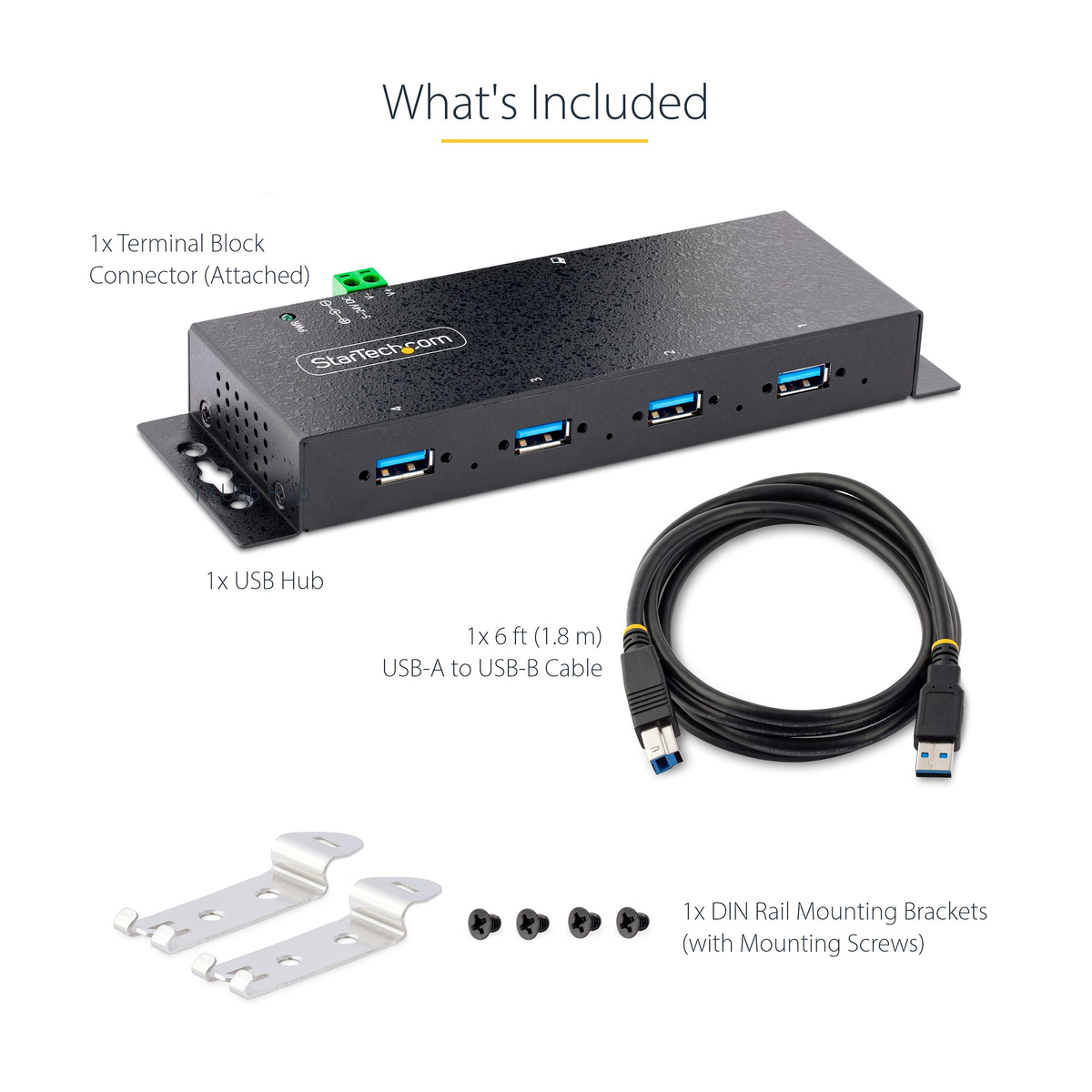 4-Port Industrial USB 3.0 Hub Metal