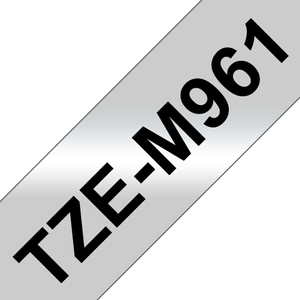 Brother, TZEM961 36mm Black On Silver Label Tape