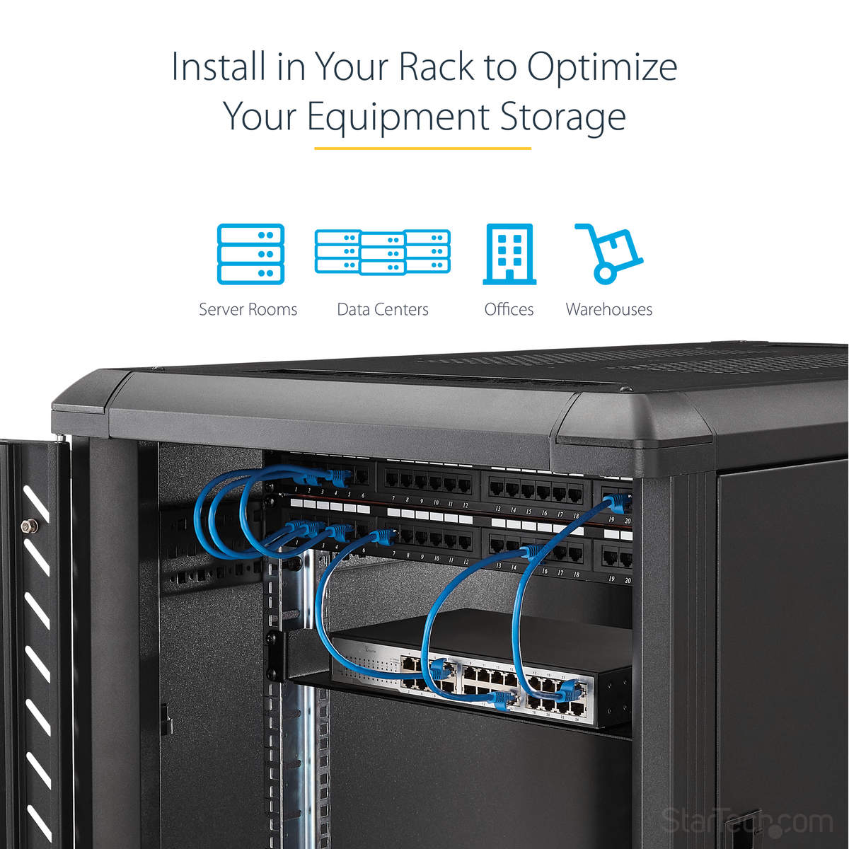 2U Fixed Rack Mount Shelf - 50lbs / 22kg