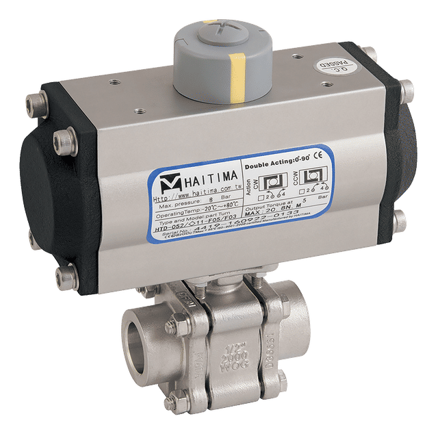 Haitima 1/2" NBSW SS 3PC FSAS Ball Valve Single Acting Actuator
