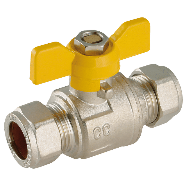 FT Pro 15MM OD Brass Ball Valve Yell Handle WRAS