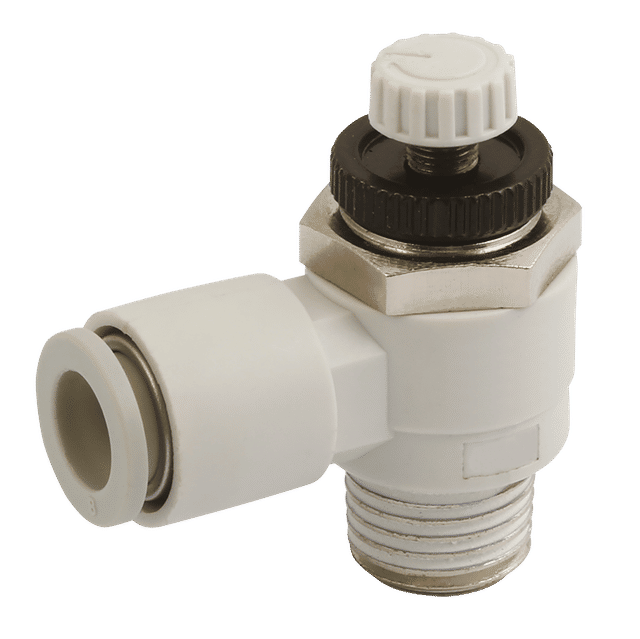 FT Pro 1/8" BSPP X 6MM OD Flow Control Elbow Meter in