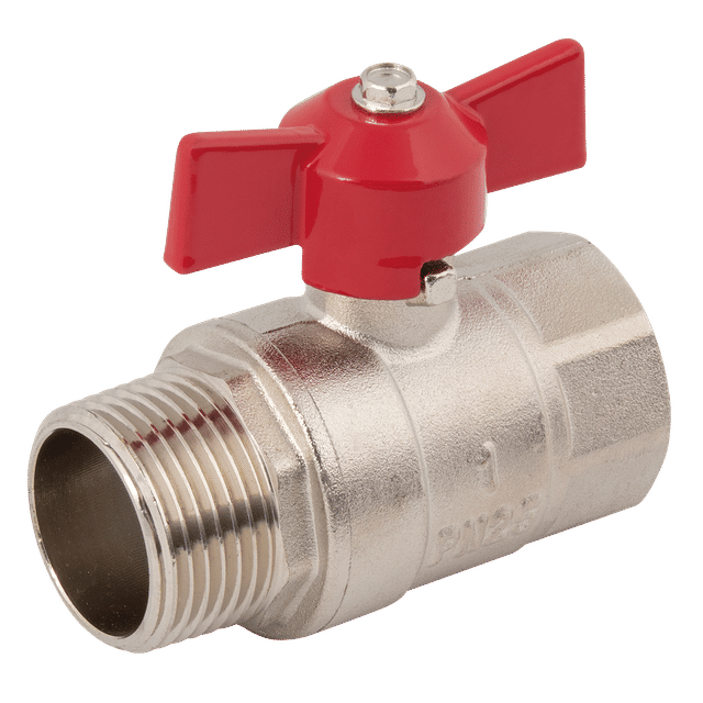 FT Pro 1/2" BSPM X 1/2" BSPF Brass Ball Valve Red T Handle