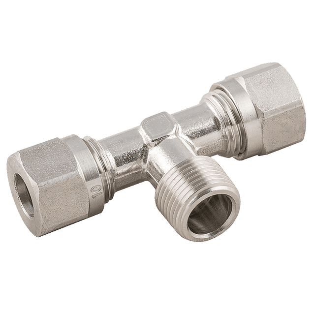Aignep 1/4" BSPT Male X 10MM OD Tee, Centre Leg Male
