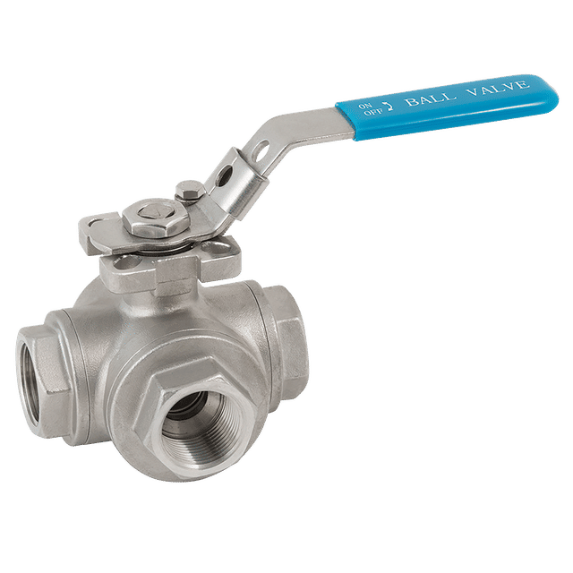 Genebre 1/2" BSP SS 3-Way L-Port Ball Valve - Direct Mount