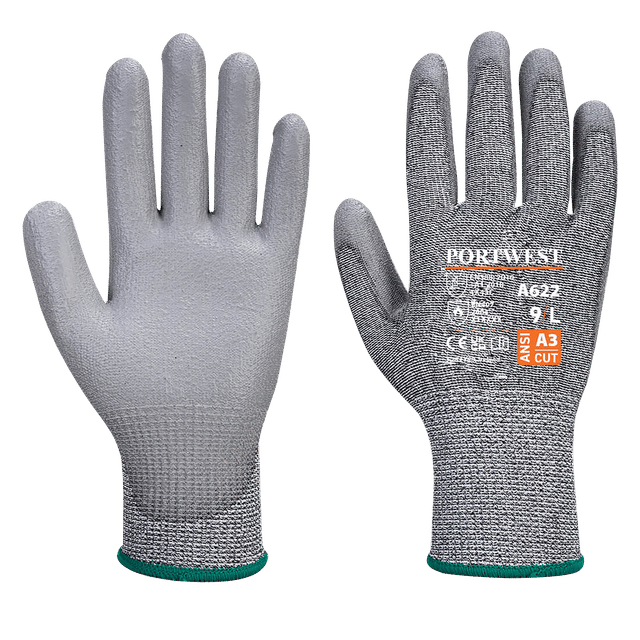 Portwest Cut PU Palm Glove Level C Grey XXXL