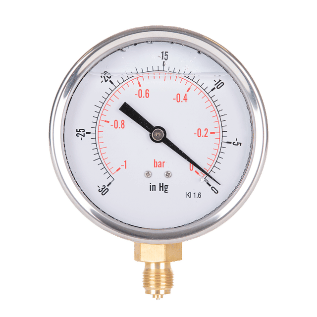 FT Pro 1/4" BSPT Male Vacuum Gauge Glycerine Filled