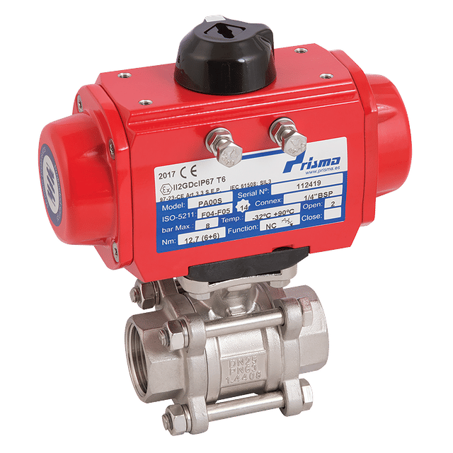 Haitima 1" BSP SS 3PC Full Bore Ball Valve F/W PRISMA DA Actuator